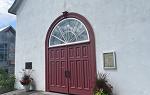 Facade of Notre Dame de Lorette chapel in Wendake, QC