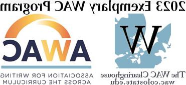 艺术works that says 2023 Exemplary WAC Program with logos for the WAC Clearing House and Association for Writing Across the Curriculum 